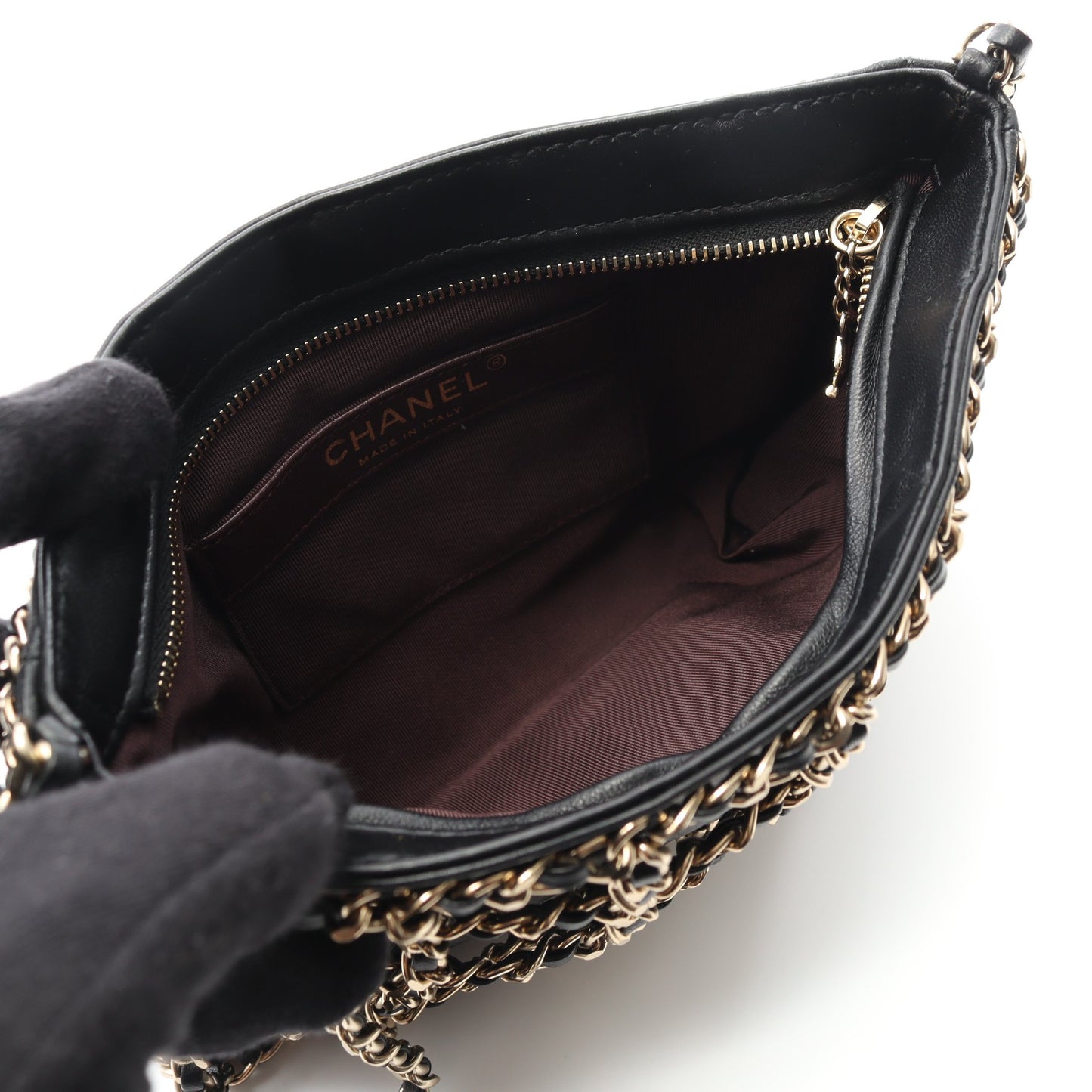 チェーンショルダーバッグ ラムスキン ブラック ゴールド金具 シャネル バッグ CHANEL