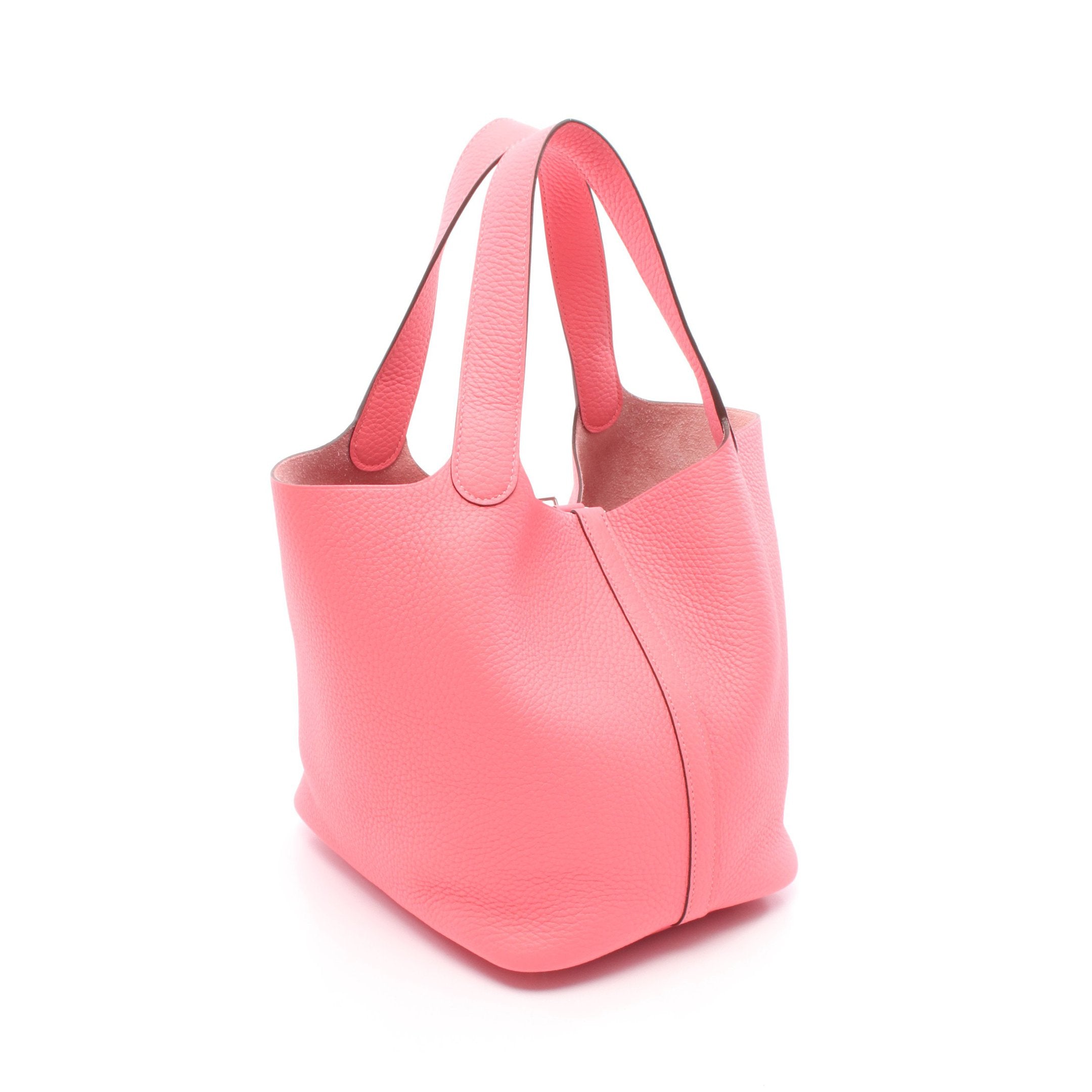 ピコタンロックMM ローズアザレ ハンドバッグ レザー ピンク シルバー