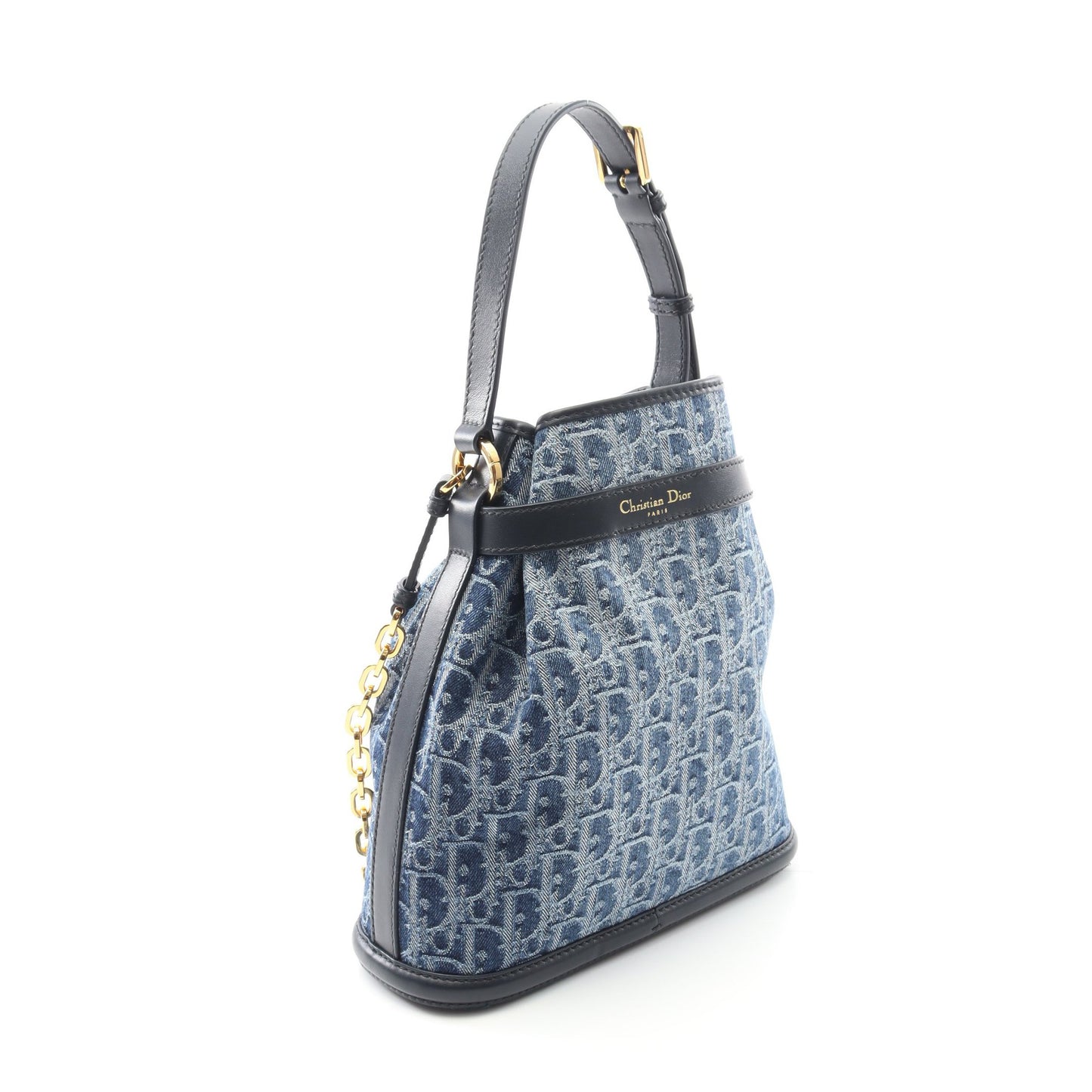 C'est Dior セ ディオール ミディアム オブリーク ジャカード チェーンショルダーバッグ デニム レザー インディゴブルー ネイビー 2WAY クリスチャンディオール バッグ Christian Dior