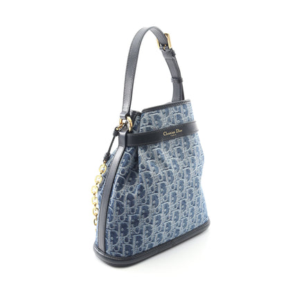 C'est Dior セ ディオール ミディアム オブリーク ジャカード チェーンショルダーバッグ デニム レザー インディゴブルー ネイビー 2WAY クリスチャンディオール バッグ Christian Dior