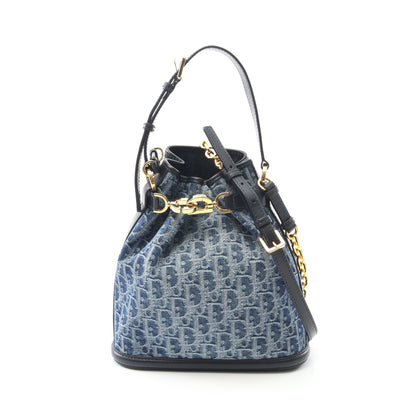 C'est Dior セ ディオール ミディアム オブリーク ジャカード チェーンショルダーバッグ デニム レザー インディゴブルー ネイビー 2WAY クリスチャンディオール バッグ Christian Dior