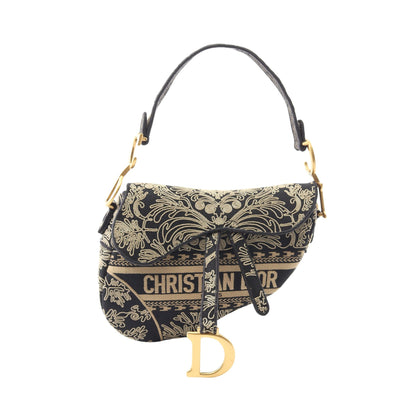 サドルバッグ ハンドバッグ キャンバス ブラック ベージュ クリスチャンディオール バッグ Christian Dior