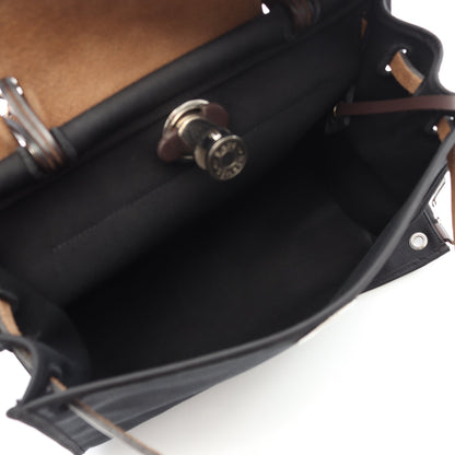 エールバッグジップPM ハンドバッグ トワルオフィシエ ヴァッシュハンター ブラック シルバー金具 2WAY X刻印 エルメス バッグ HERMES