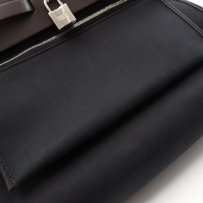 エールバッグジップPM ハンドバッグ トワルオフィシエ ヴァッシュハンター ブラック シルバー金具 2WAY X刻印 エルメス バッグ HERMES