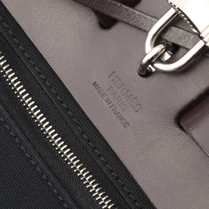 エールバッグジップPM ハンドバッグ トワルオフィシエ ヴァッシュハンター ブラック シルバー金具 2WAY X刻印 エルメス バッグ HERMES