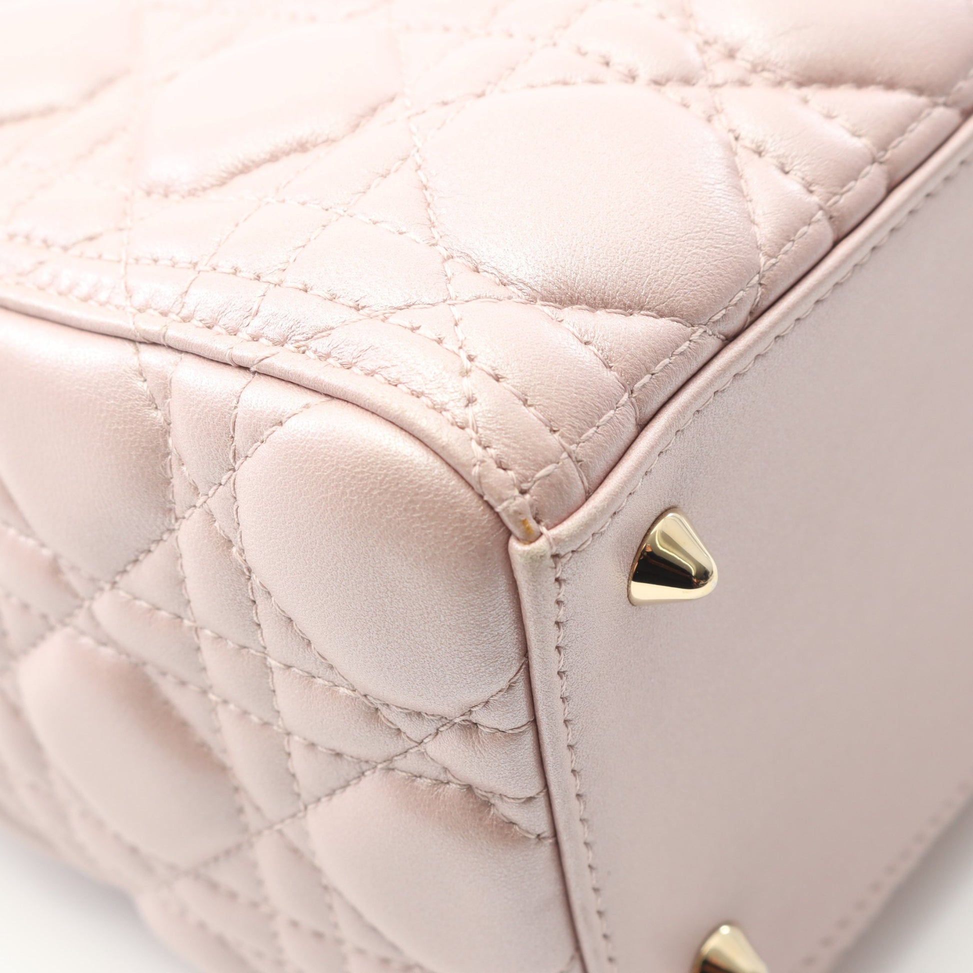 LADY DIOR レディディオール カナージュ ハンドバッグ レザー ライトピンク 2WAY クリスチャンディオール バッグ Christian Dior