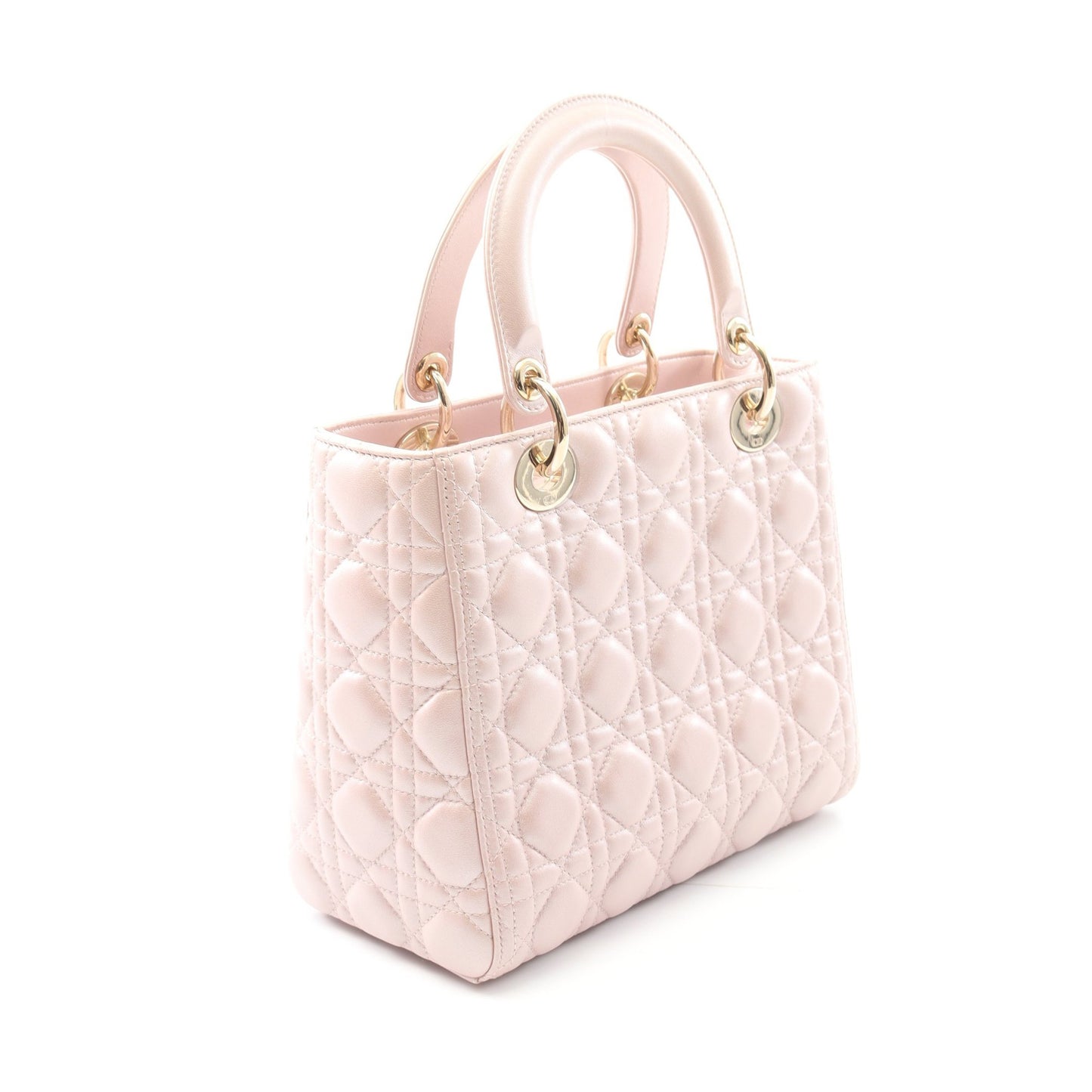 LADY DIOR レディディオール カナージュ ハンドバッグ レザー ライトピンク 2WAY クリスチャンディオール バッグ Christian Dior