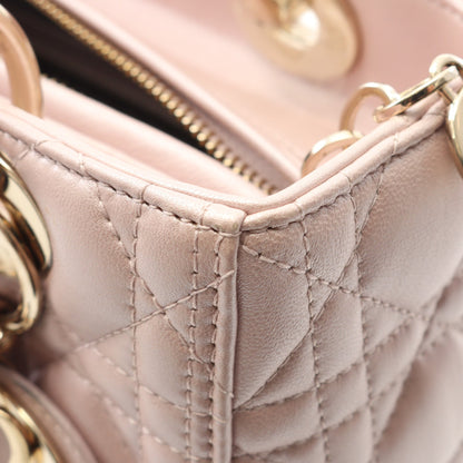 LADY DIOR レディディオール カナージュ ハンドバッグ レザー ライトピンク 2WAY クリスチャンディオール バッグ Christian Dior