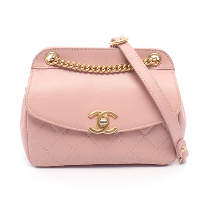 マトラッセ チェーンショルダーバッグ レザー ピンク ゴールド金具 シャネル バッグ CHANEL