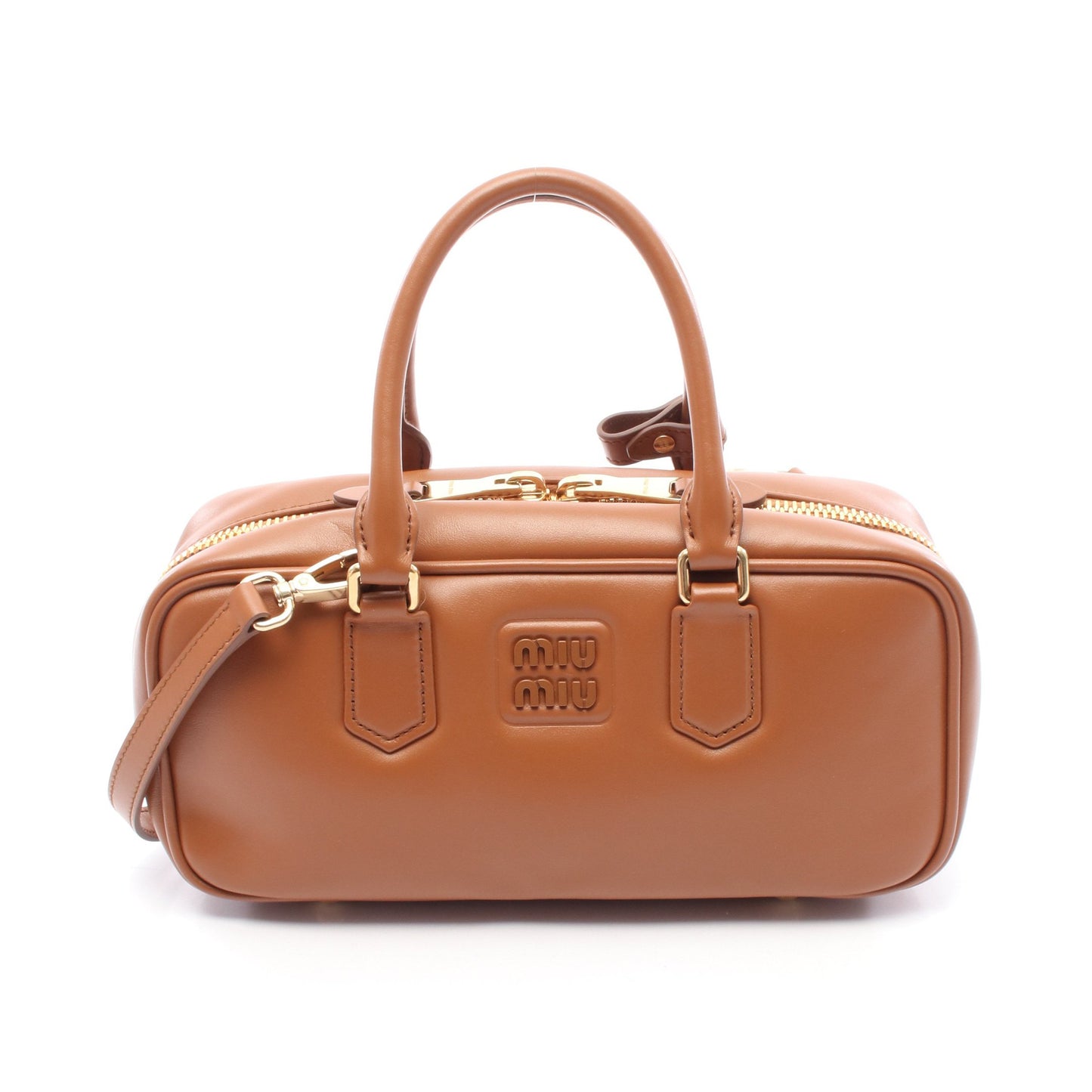 アルカディ ハンドバッグ レザー ブラウン 2WAY ミュウミュウ バッグ miu miu