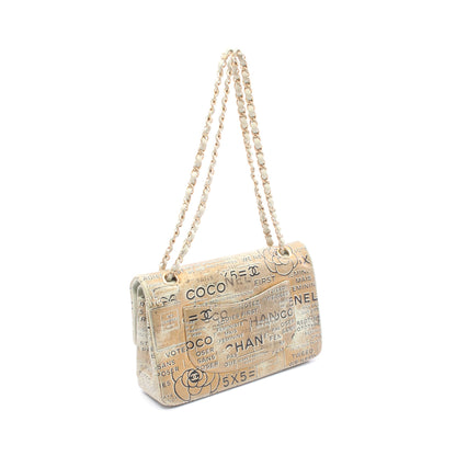 マトラッセ Wフラップ Wチェーンショルダーバッグ レザー ブラウン ライトグリーン ゴールド金具 シャネル バッグ CHANEL