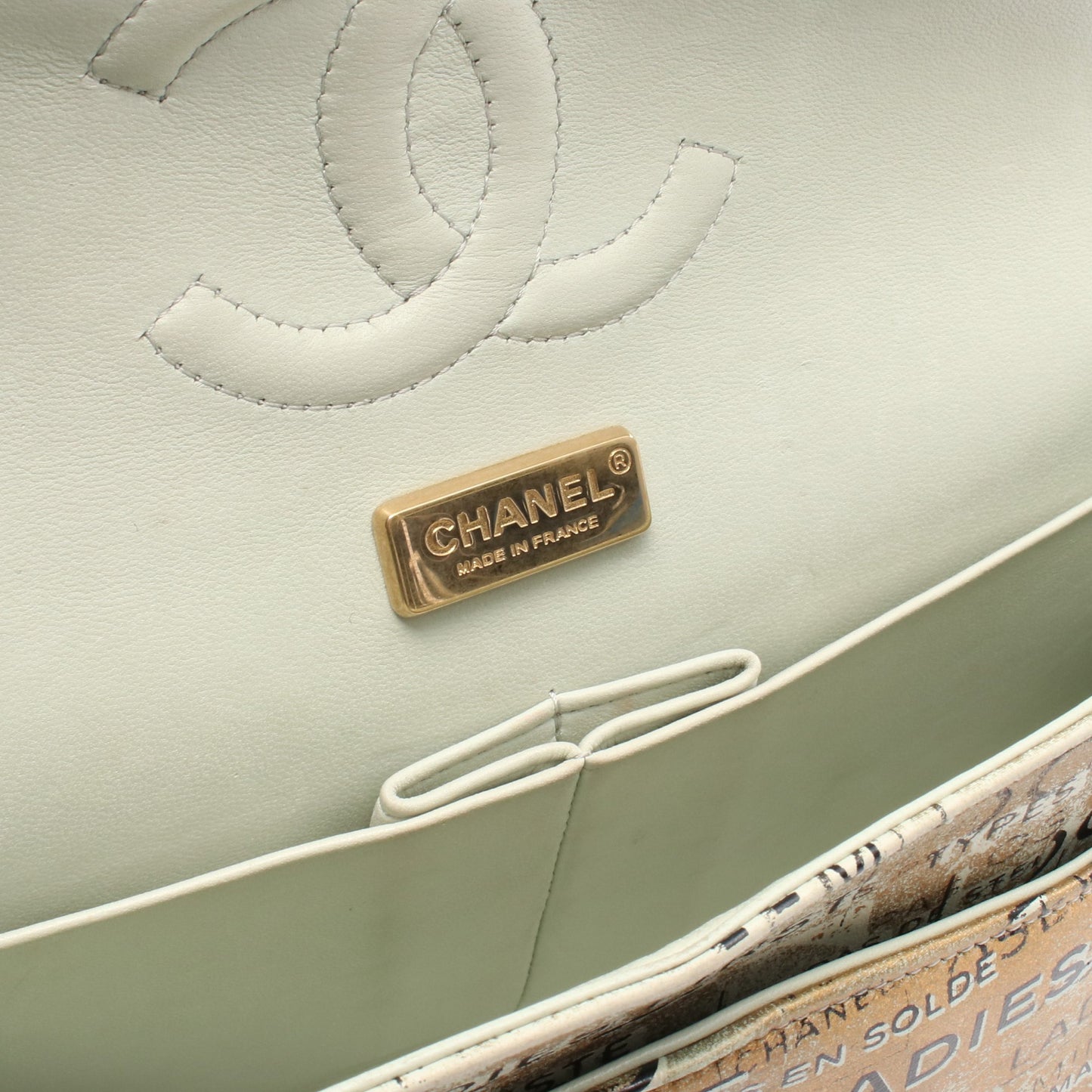 マトラッセ Wフラップ Wチェーンショルダーバッグ レザー ブラウン ライトグリーン ゴールド金具 シャネル バッグ CHANEL