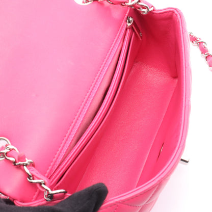 ミニマトラッセ20 チェーンショルダーバッグ ラムスキン ピンク シルバー金具 シャネル バッグ CHANEL