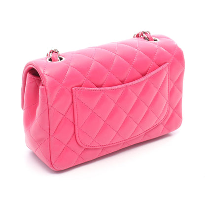 ミニマトラッセ20 チェーンショルダーバッグ ラムスキン ピンク シルバー金具 シャネル バッグ CHANEL