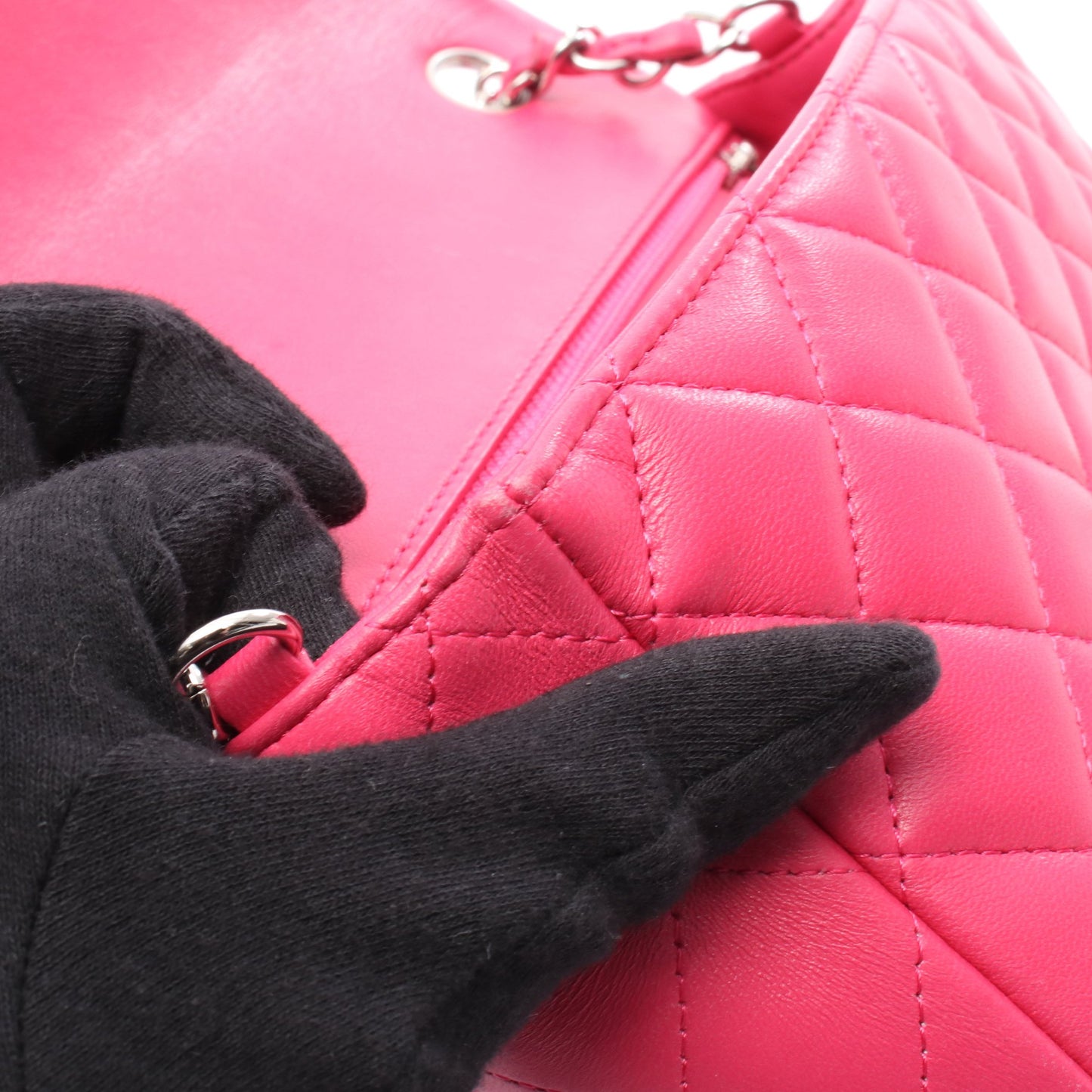 ミニマトラッセ20 チェーンショルダーバッグ ラムスキン ピンク シルバー金具 シャネル バッグ CHANEL
