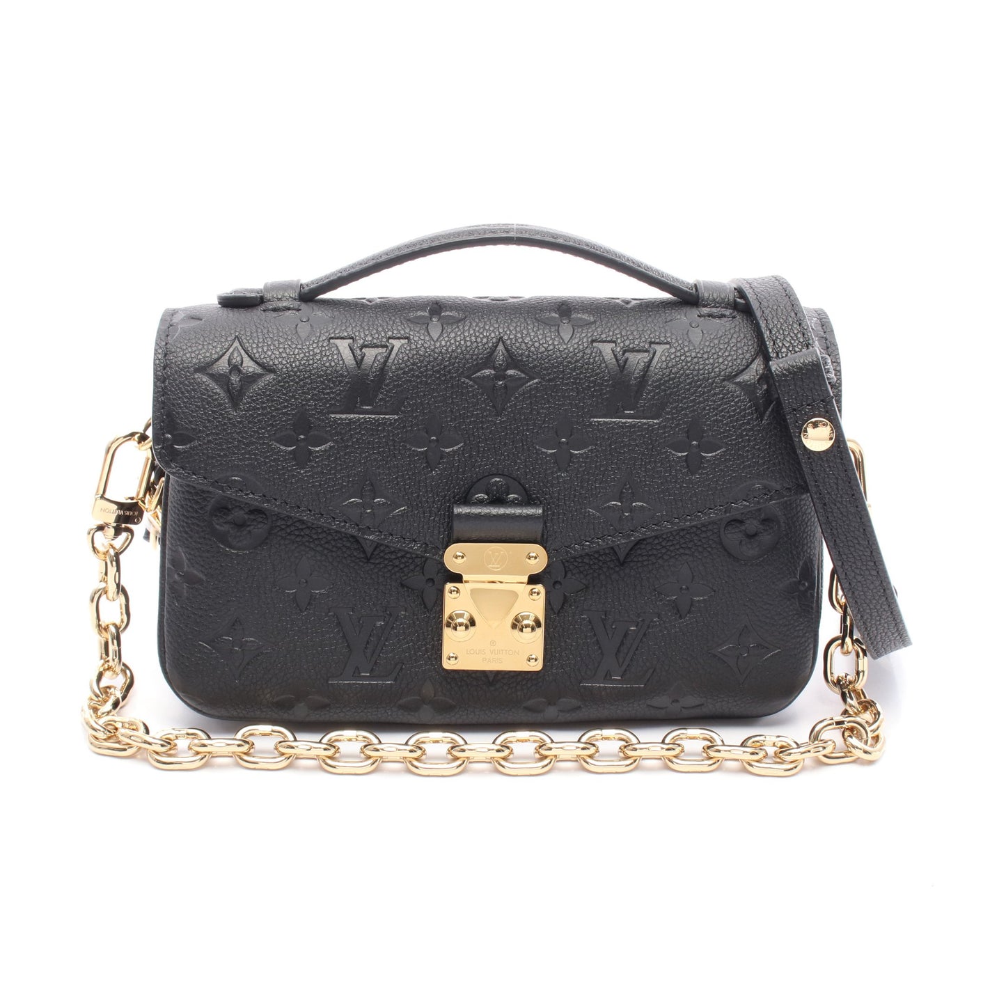 ポシェットメティス EW モノグラムアンプラント ハンドバッグ レザー ブラック 2WAY ルイヴィトン バッグ LOUIS VUITTON