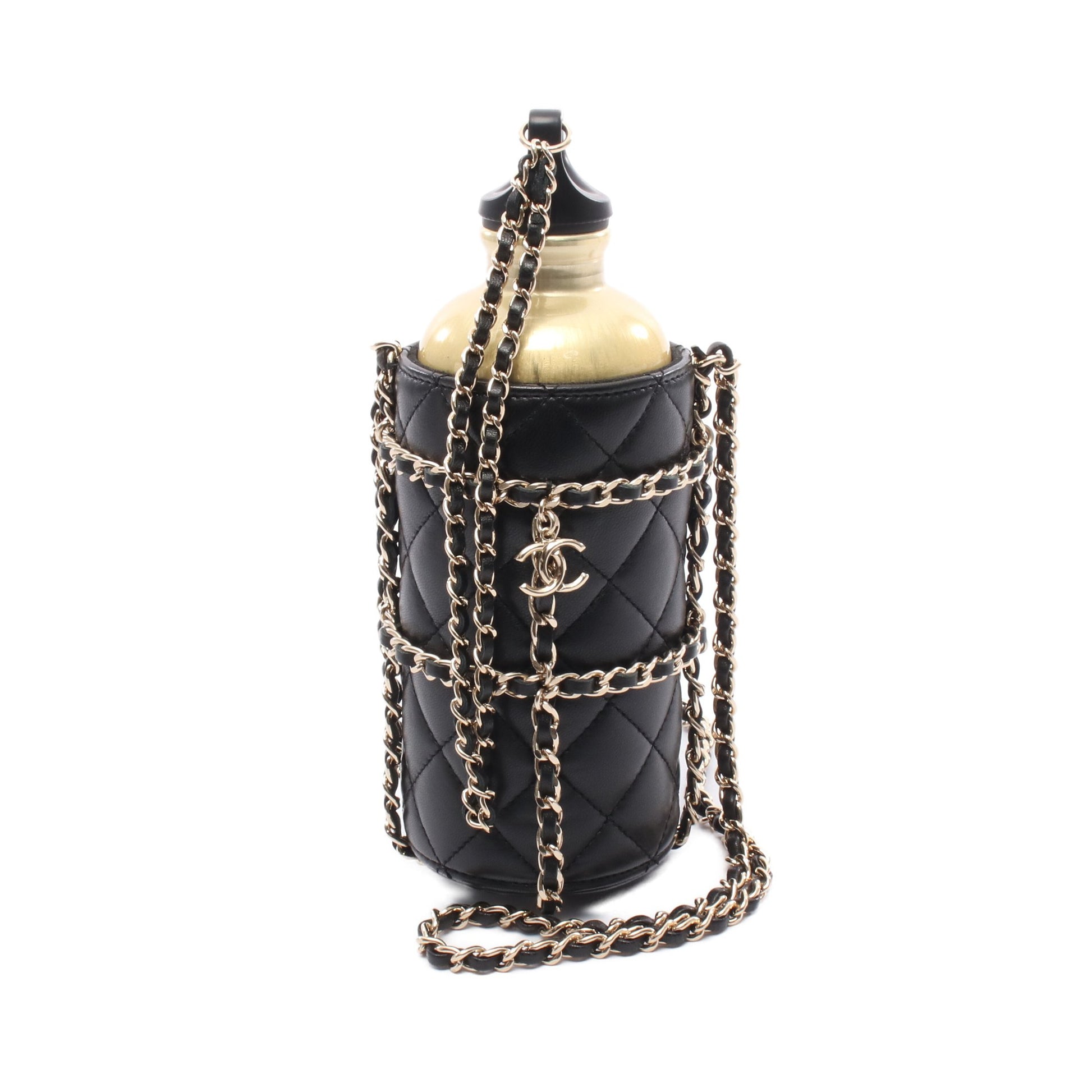 マトラッセ ココマーク ウォーターボトル 食器 ラムスキン ブラック ゴールド金具 シャネル 財布・小物 CHANEL