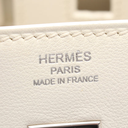 バーキン25 ブラン ハンドバッグ ヴォースイフト オフホワイト シルバー金具 Y刻印 エルメス バッグ HERMES