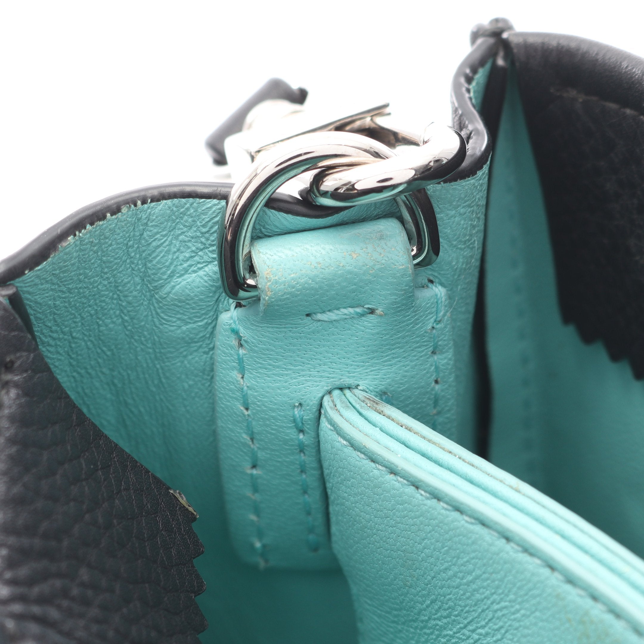 ティファニー(Tiffany)2way レディース ハンドバッグ ハンドバッグ レザー ブラック ターコイズブルー 2WAY