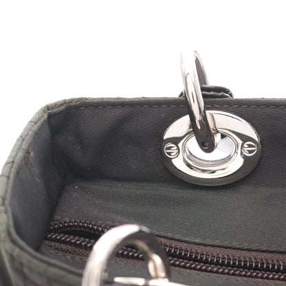 LADY DIOR レディディオール カナージュ ハンドバッグ ナイロン レザー ダークグリーン ダークブラウン 2WAY クリスチャンディオール バッグ Christian Dior