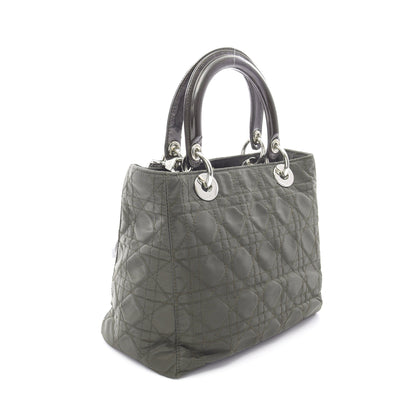 LADY DIOR レディディオール カナージュ ハンドバッグ ナイロン レザー ダークグリーン ダークブラウン 2WAY クリスチャンディオール バッグ Christian Dior