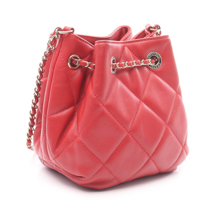 マトラッセ チェーンショルダーバッグ ラムスキン レッド ゴールド金具 シャネル バッグ CHANEL
