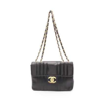 マドモアゼル デカマトラッセ Wチェーンショルダーバッグ ラムスキン ブラック ゴールド金具 シャネル バッグ CHANEL