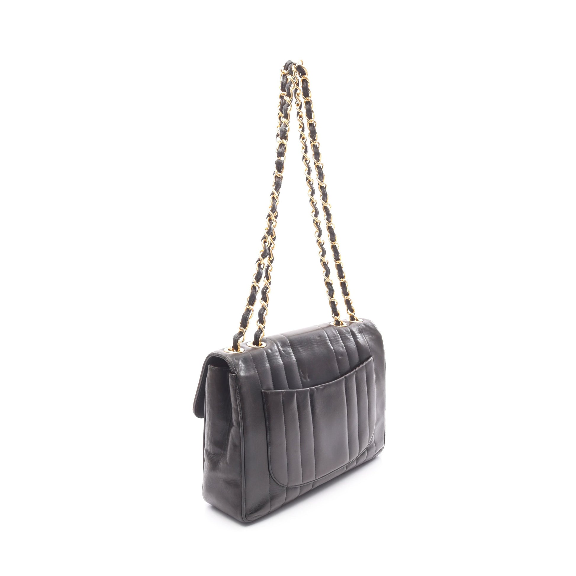 マドモアゼル デカマトラッセ Wチェーンショルダーバッグ ラムスキン ブラック ゴールド金具 シャネル バッグ CHANEL
