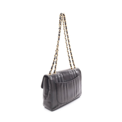 マドモアゼル デカマトラッセ Wチェーンショルダーバッグ ラムスキン ブラック ゴールド金具 シャネル バッグ CHANEL