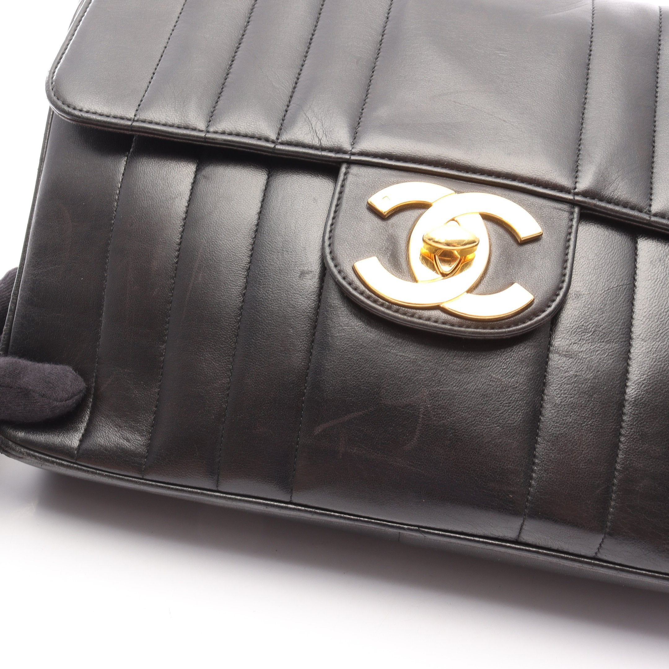 CHANEL(シャネル) ショルダーバッグ マトラッセ 黒 マドモアゼルチェーン/ゴールド金具 ラムスキン マドモアゼル Wチェーンショルダーバッグ ラムスキン ブラック