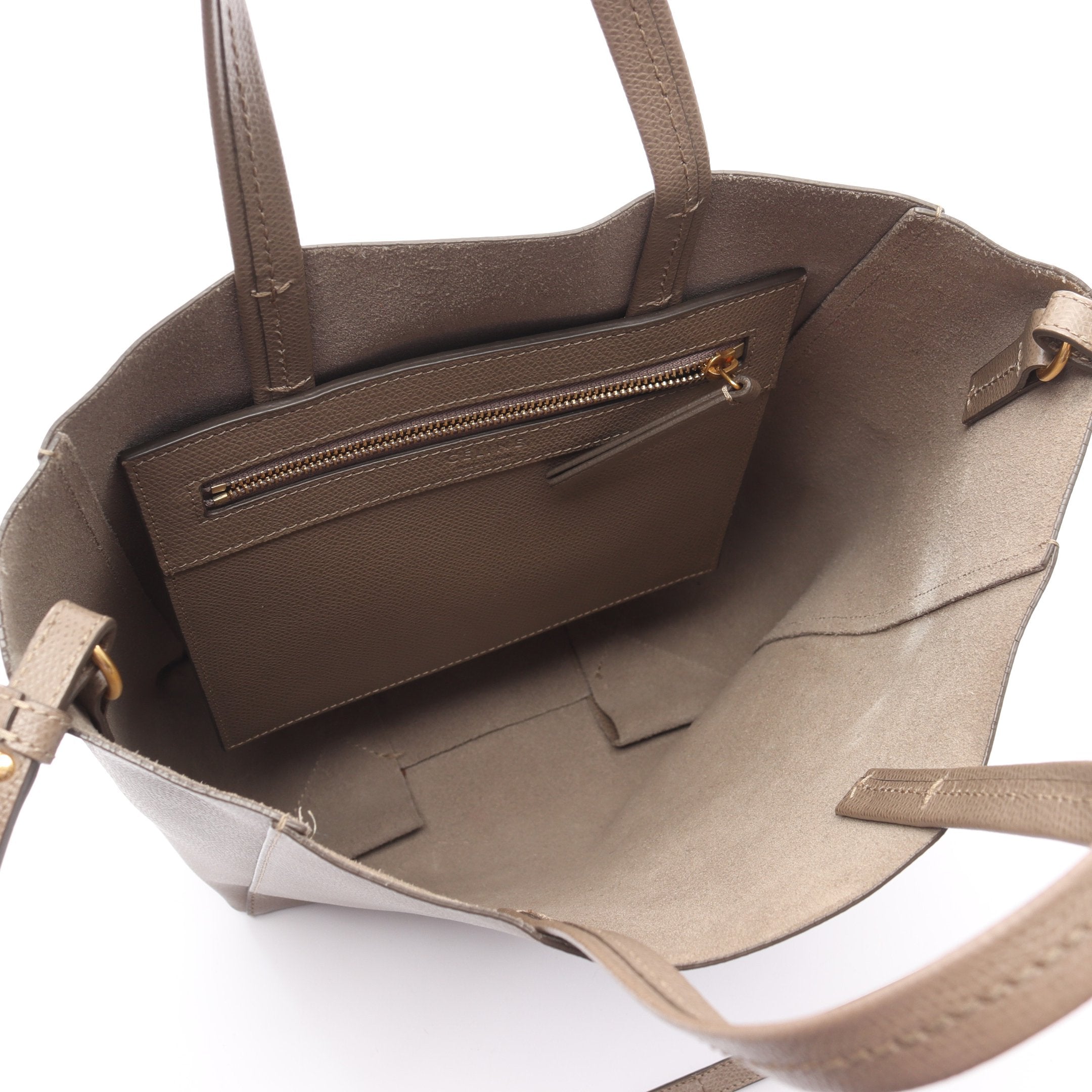 バーティカル スモール カバ ハンドバッグ トートバッグ レザー グレー