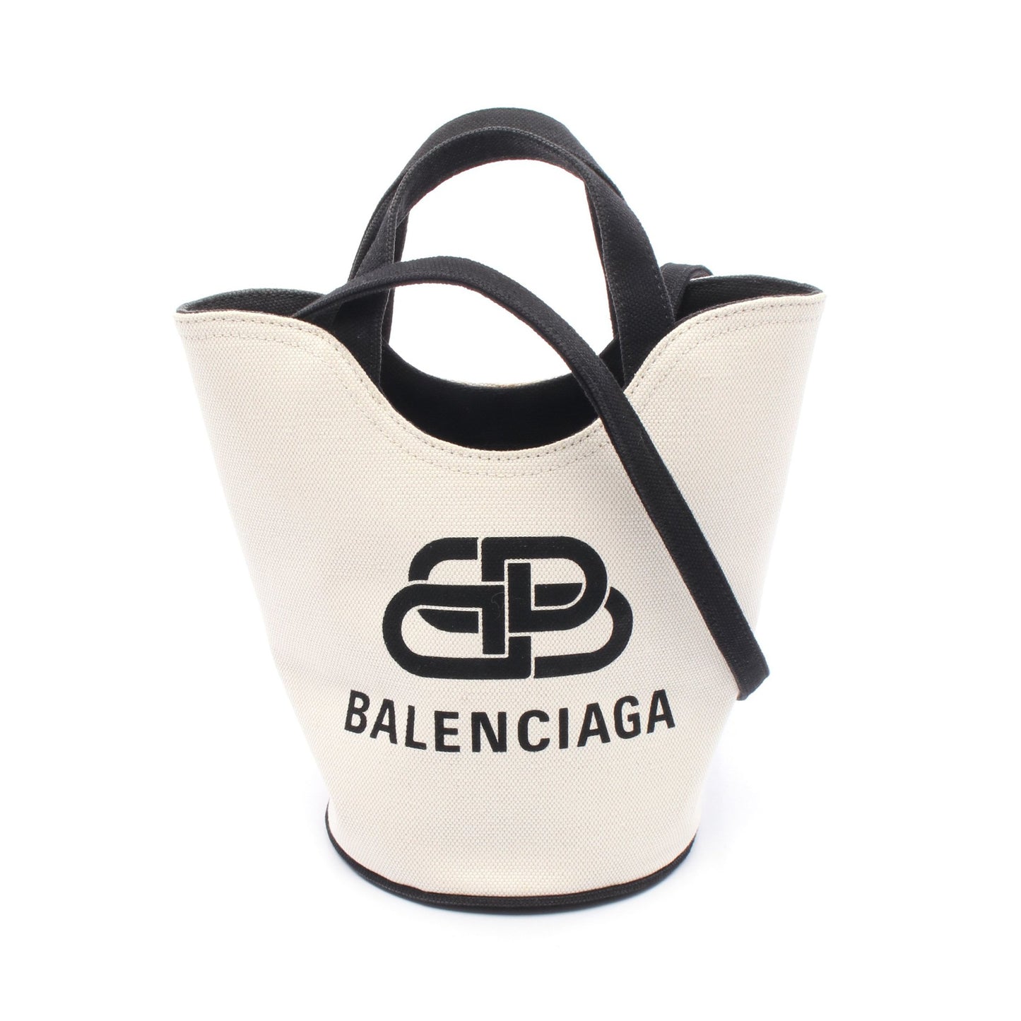 Wave XS ハンドバッグ キャンバス オフホワイト ブラック 2WAY バレンシアガ バッグ BALENCIAGA