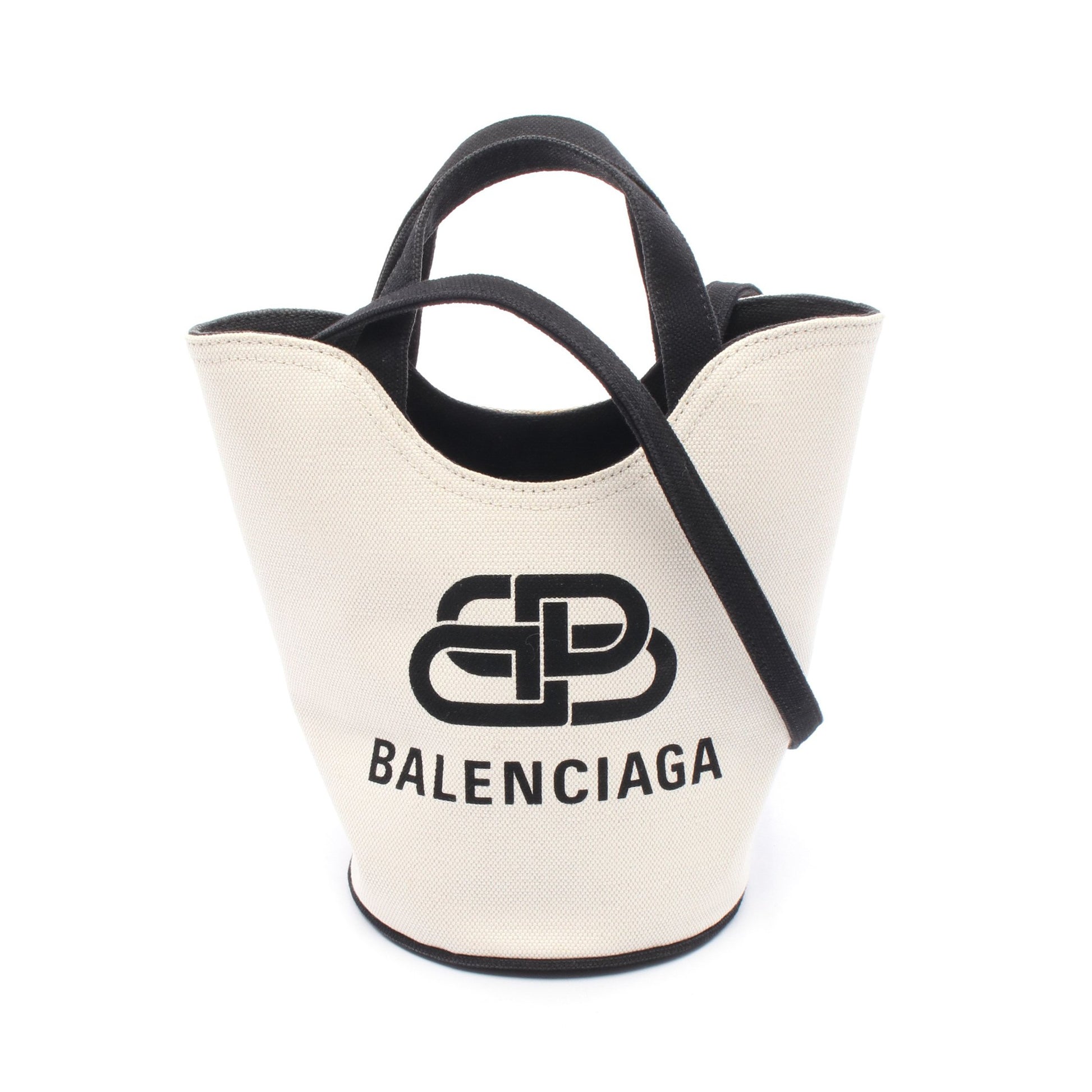 Wave XS ハンドバッグ キャンバス オフホワイト ブラック 2WAY バレンシアガ バッグ BALENCIAGA