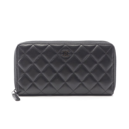 マトラッセ ラウンドファスナー長財布 ラムスキン ブラック ブラック金具 シャネル 財布・小物 CHANEL