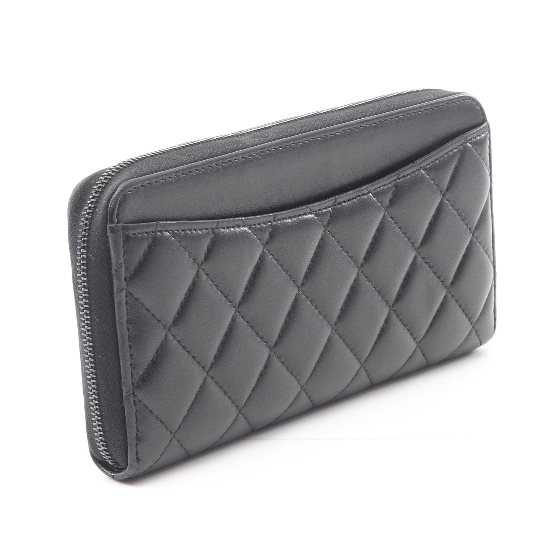 マトラッセ ラウンドファスナー長財布 ラムスキン ブラック ブラック  