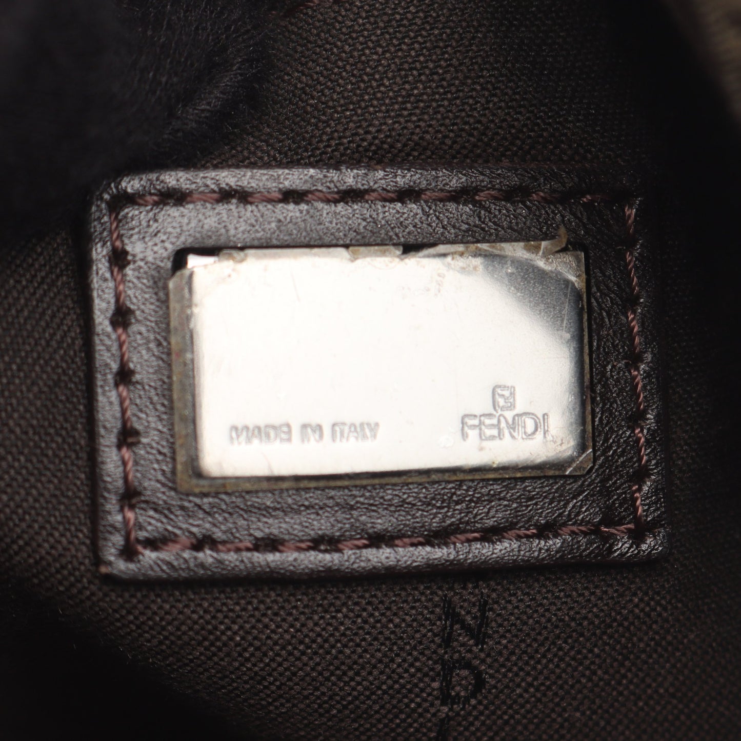 ズッキーノ ショルダーバッグ キャンバス レザー ダークブラウン フェンディ バッグ FENDI