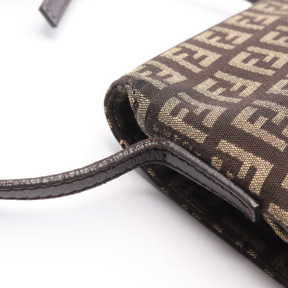 ズッキーノ ショルダーバッグ キャンバス レザー ダークブラウン フェンディ バッグ FENDI