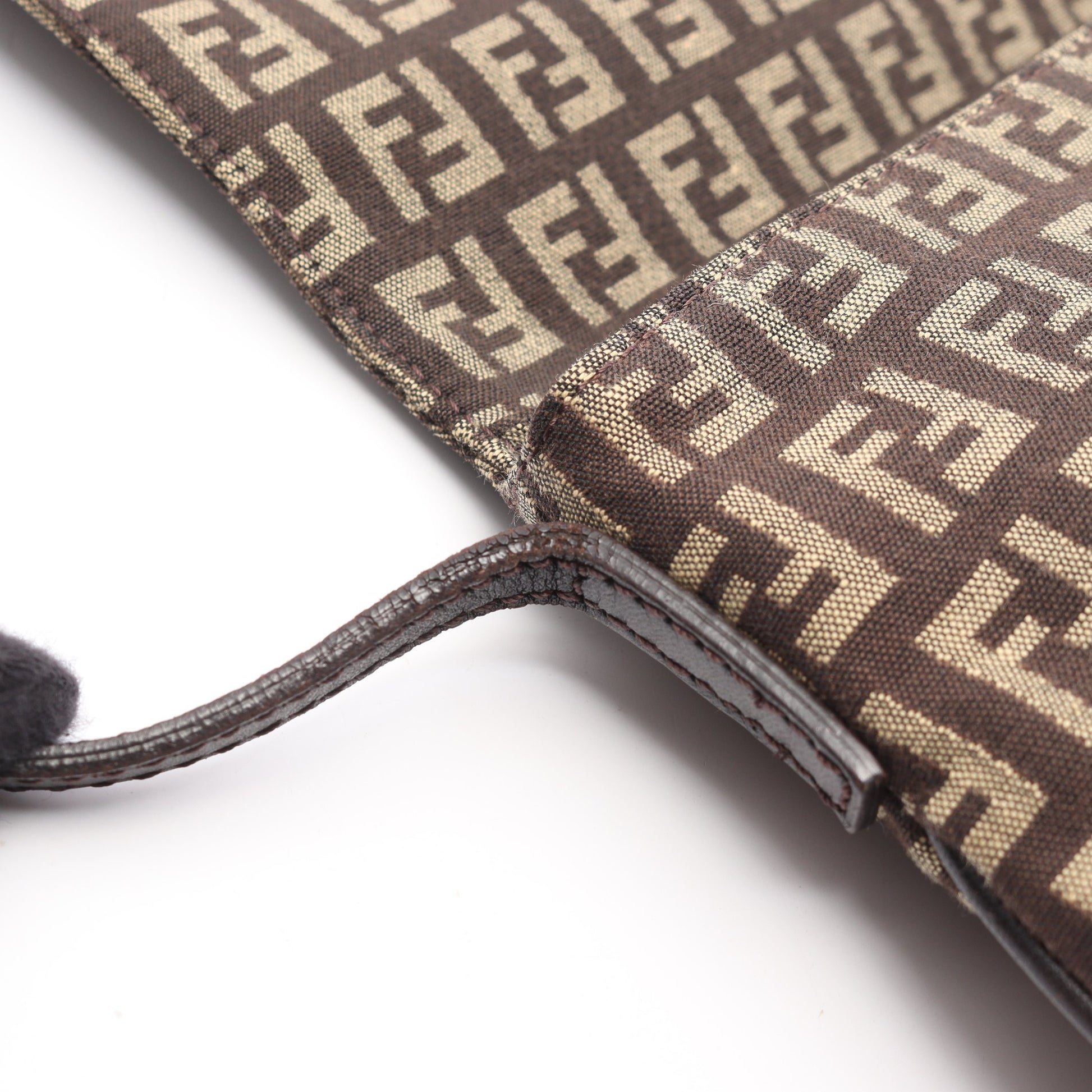 ズッキーノ ショルダーバッグ キャンバス レザー ダークブラウン フェンディ バッグ FENDI