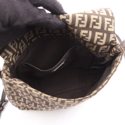 ズッキーノ ショルダーバッグ キャンバス レザー ダークブラウン フェンディ バッグ FENDI