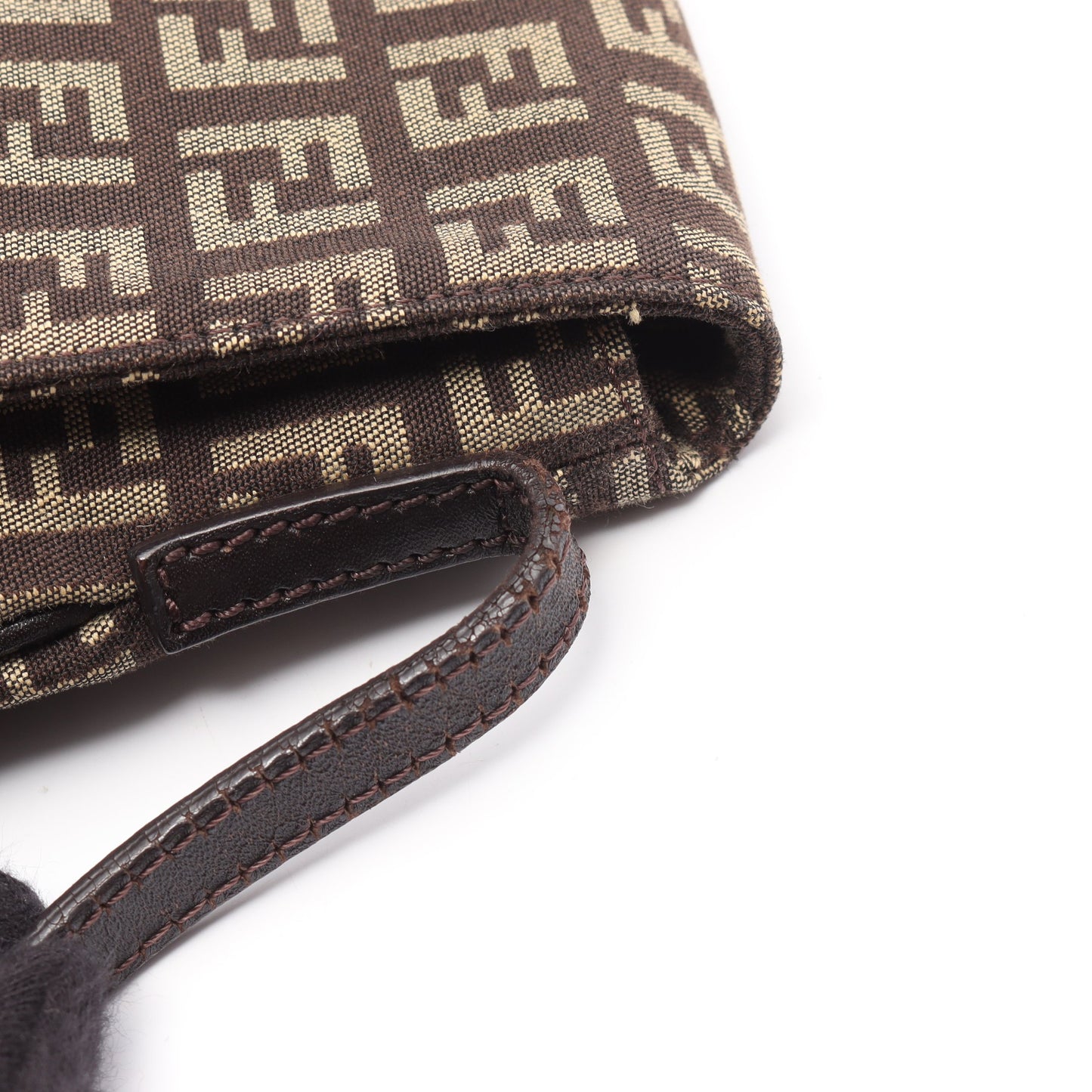 ズッキーノ ショルダーバッグ キャンバス レザー ダークブラウン フェンディ バッグ FENDI