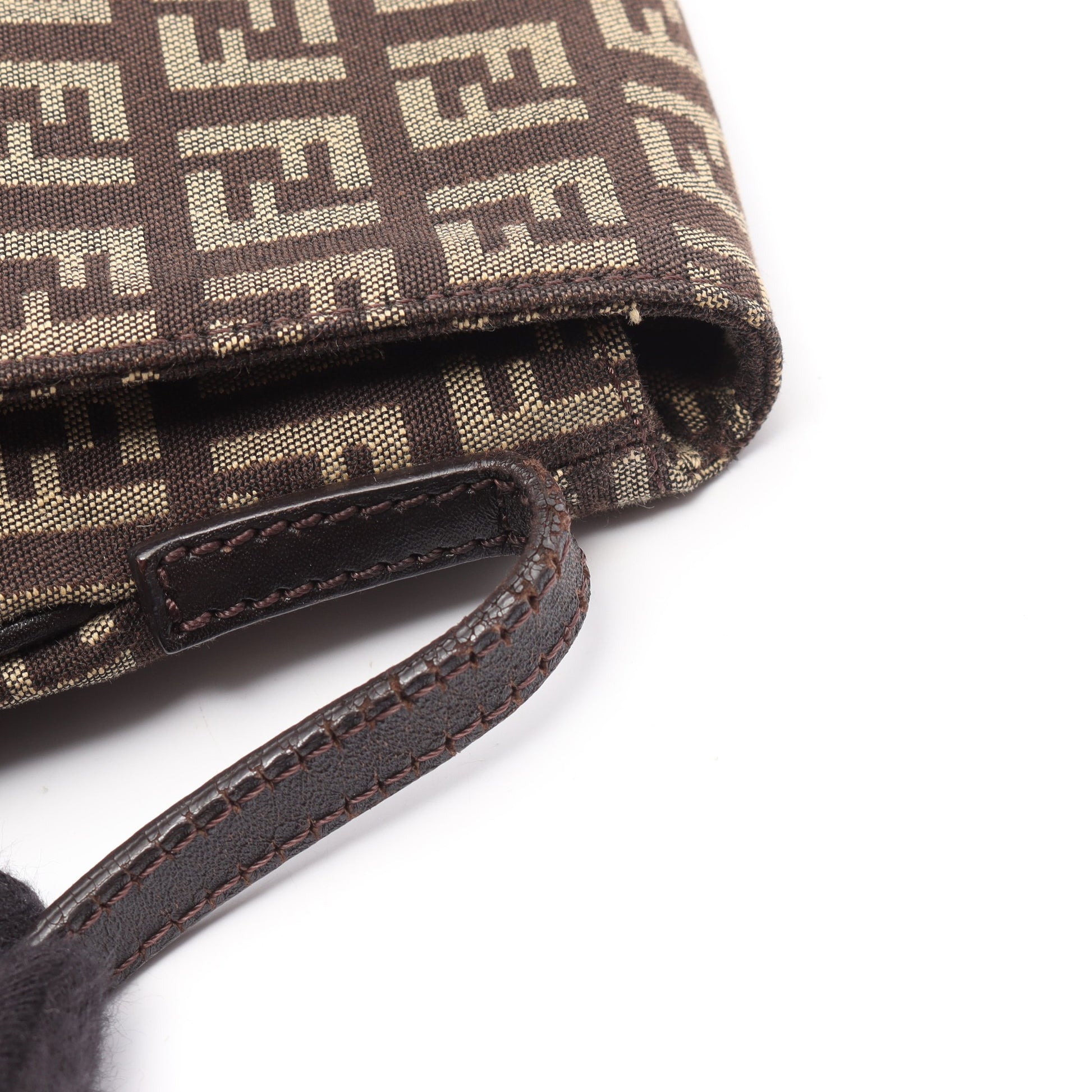 ズッキーノ ショルダーバッグ キャンバス レザー ダークブラウン フェンディ バッグ FENDI