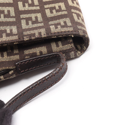 ズッキーノ ショルダーバッグ キャンバス レザー ダークブラウン フェンディ バッグ FENDI