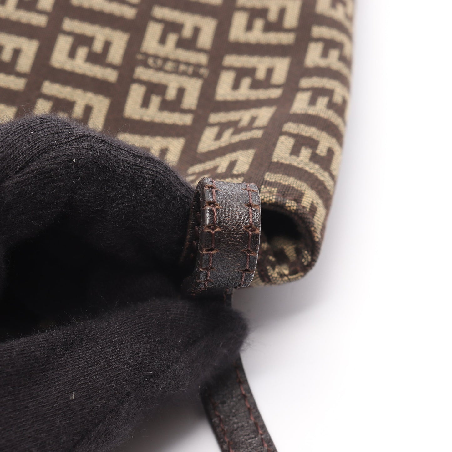 ズッキーノ ショルダーバッグ キャンバス レザー ダークブラウン フェンディ バッグ FENDI