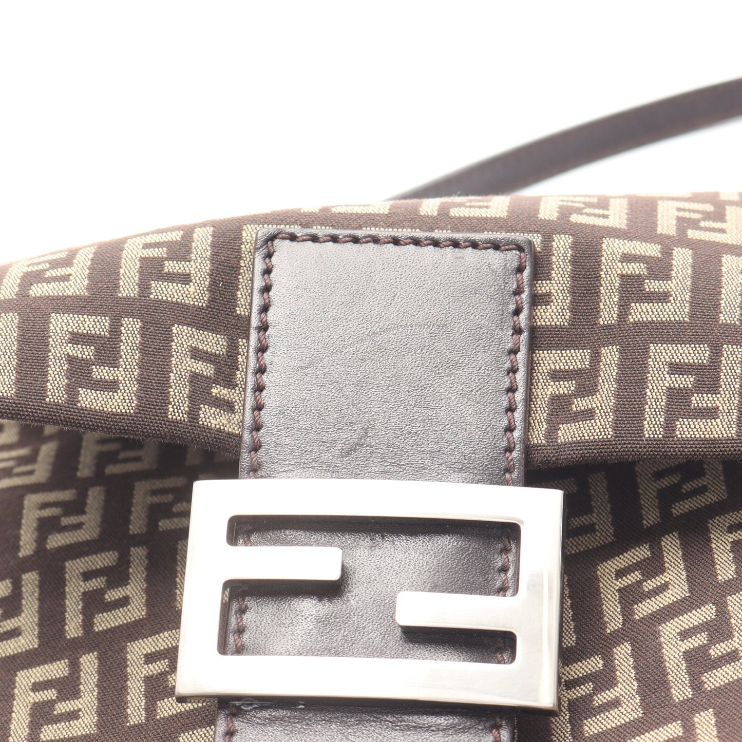 ズッキーノ ショルダーバッグ キャンバス レザー ダークブラウン フェンディ バッグ FENDI