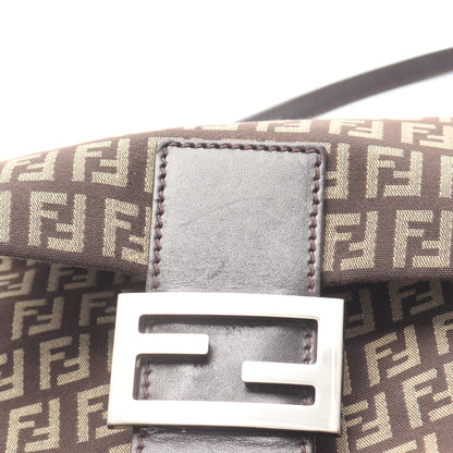 ズッキーノ ショルダーバッグ キャンバス レザー ダークブラウン フェンディ バッグ FENDI