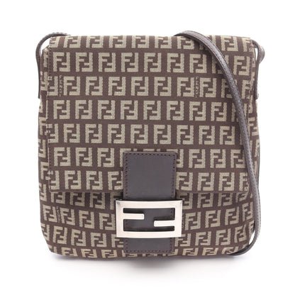 ズッキーノ ショルダーバッグ キャンバス レザー ダークブラウン フェンディ バッグ FENDI