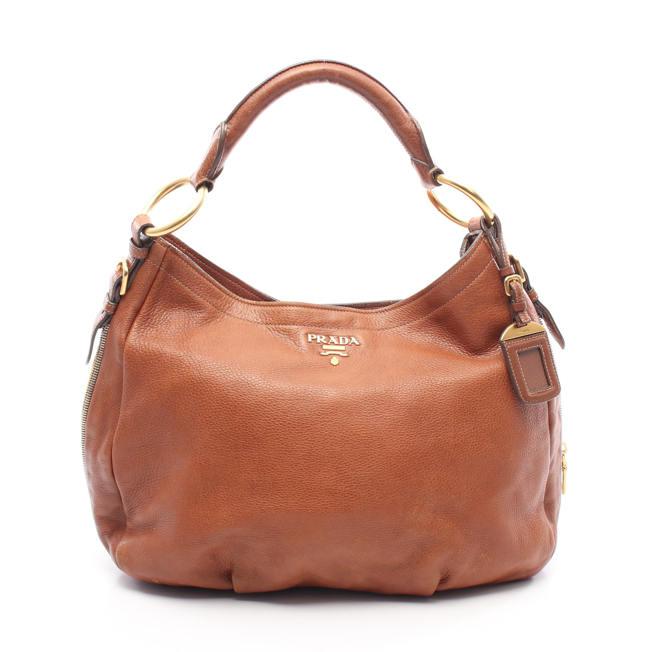 値下げ　PRADA ブラウンレザー メッセンジャーバッグ PRADA ブラウンレザー メッセンジャーバッグ PRADA ブラウン