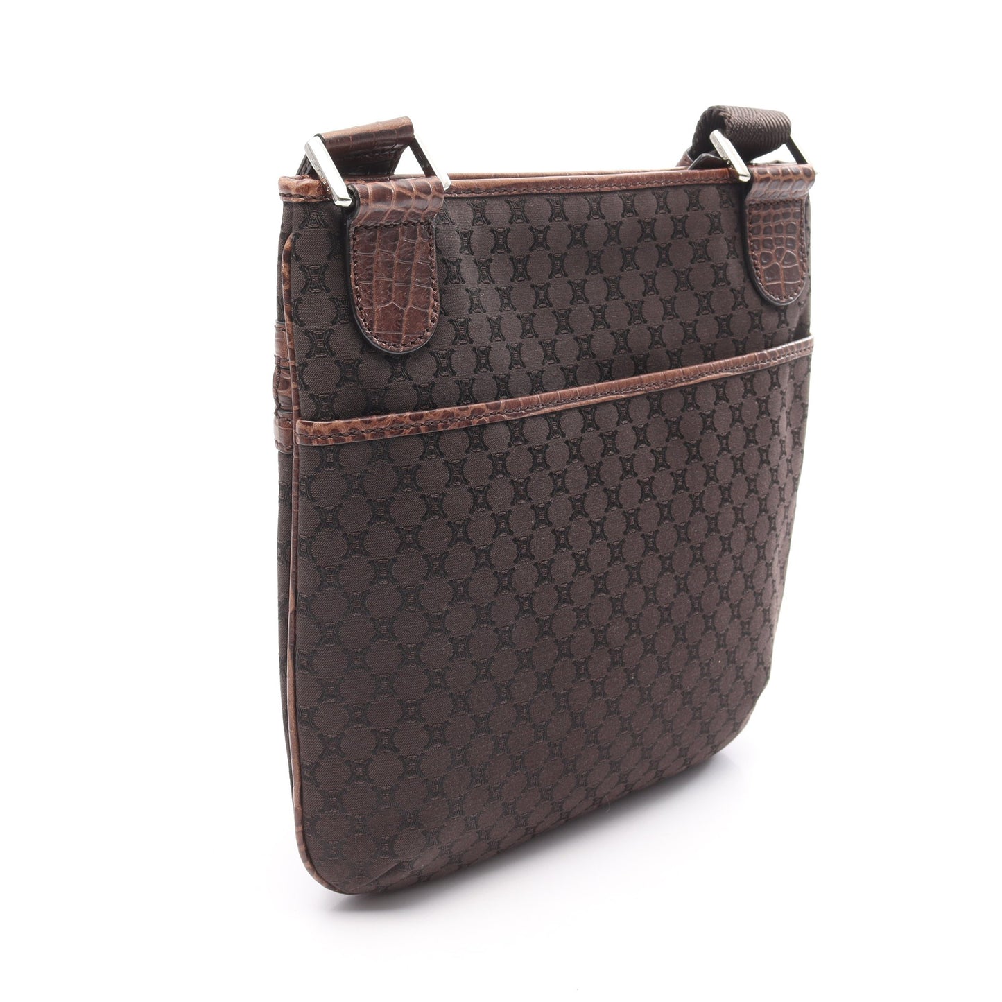 マカダム ショルダーバッグ キャンバス レザー ブラウン 型押し セリーヌ バッグ CELINE