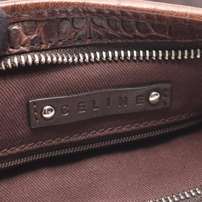 マカダム ショルダーバッグ キャンバス レザー ブラウン 型押し セリーヌ バッグ CELINE