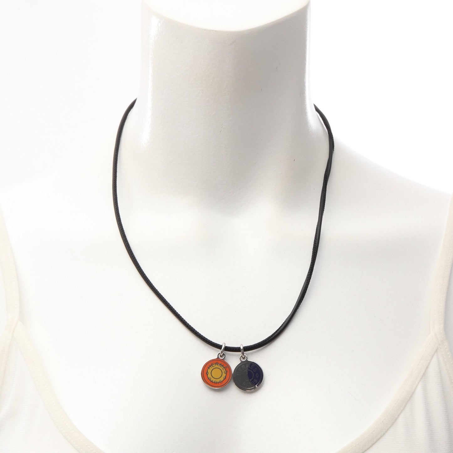 エクリプス ネックレス レザー ブラック シルバー エルメス アクセサリー HERMES